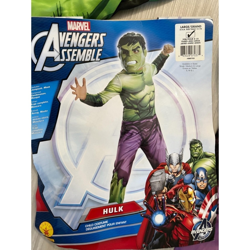 Marvel Avengers Assemble Hulk Costume Kids Halloween Cosplay No Mask  Sz L 12-14